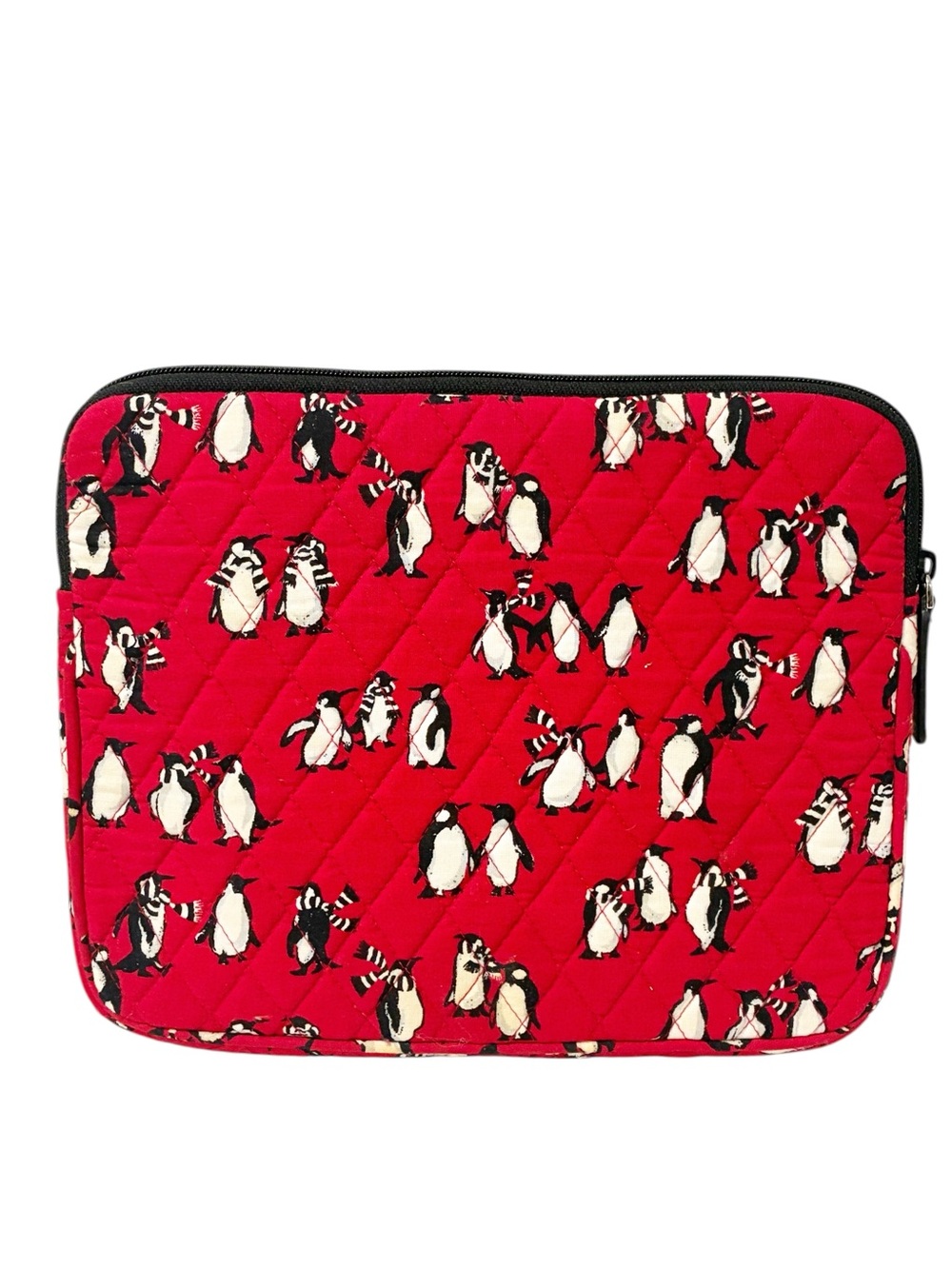 Vera Bradley Red Playful Penguins Fabric Tablet Zip Around Case